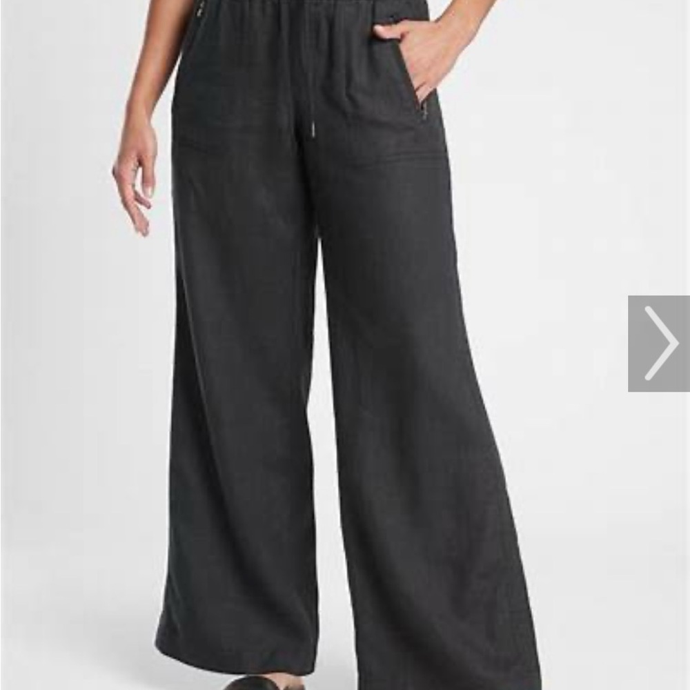Athleta Black Wide Leg Linen Pants